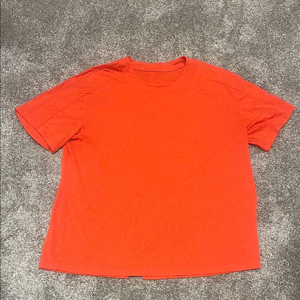Lululemon Athletica Autumn Red (bright orange) Crew Neck Training SS Tee